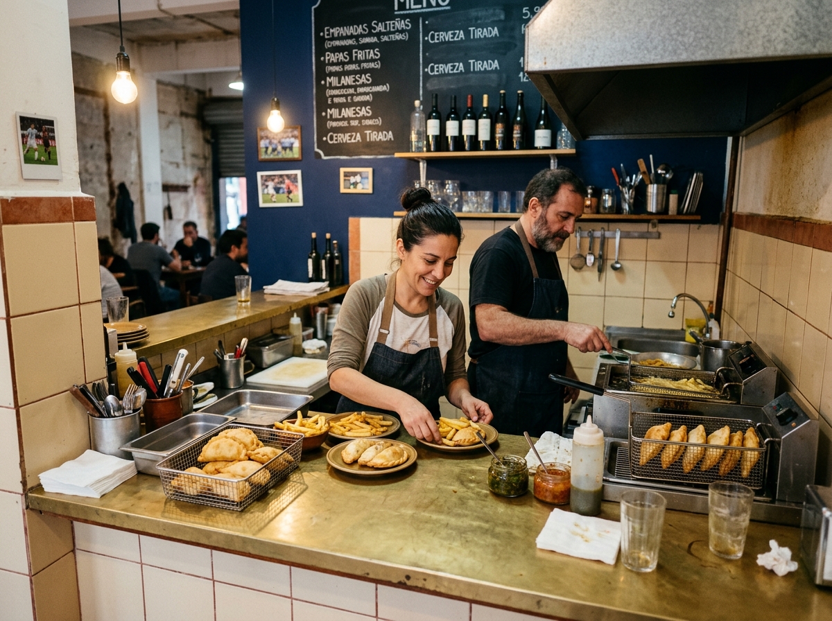 Warm bar and food counter inside a sports social venue